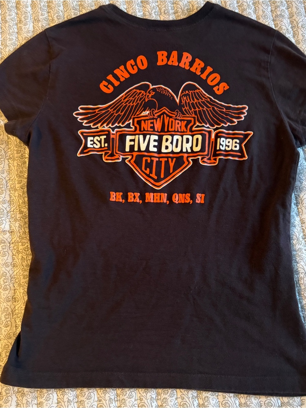 Five Boro City Graphic Short Sleeve Tee in Black & Orange